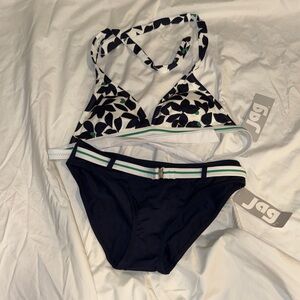Jag Jeans Women's Navy and White Leaf Print Bikini